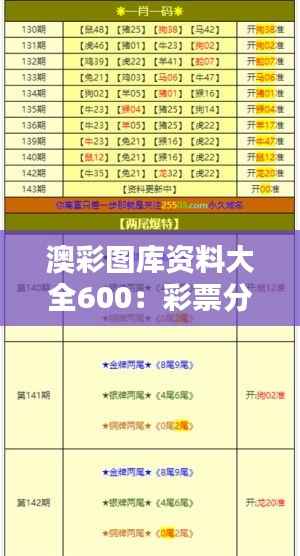 澳彩图库资料大全600：彩票分析的终极宝典