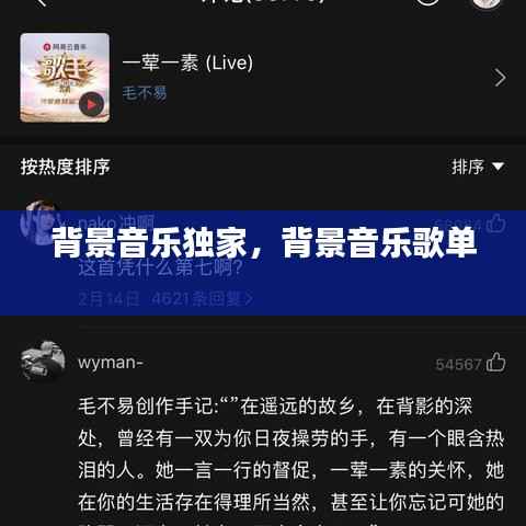 背景音乐独家,背景音乐歌单