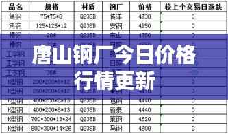 唐山钢厂今日价格行情更新